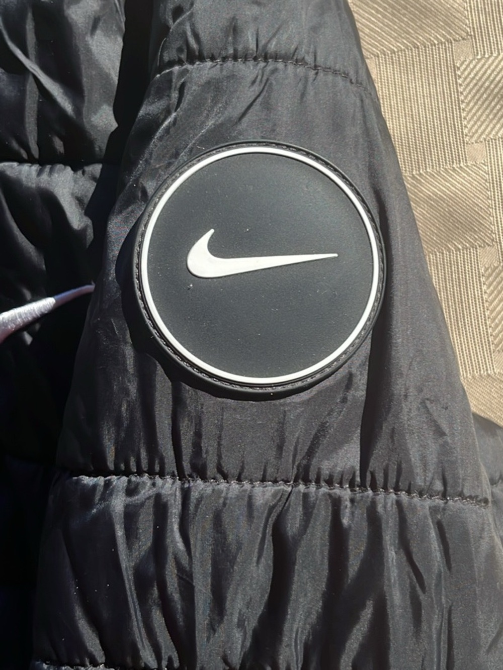 Nike kids Black Puffer Jacket with Swoosh Patch size 6